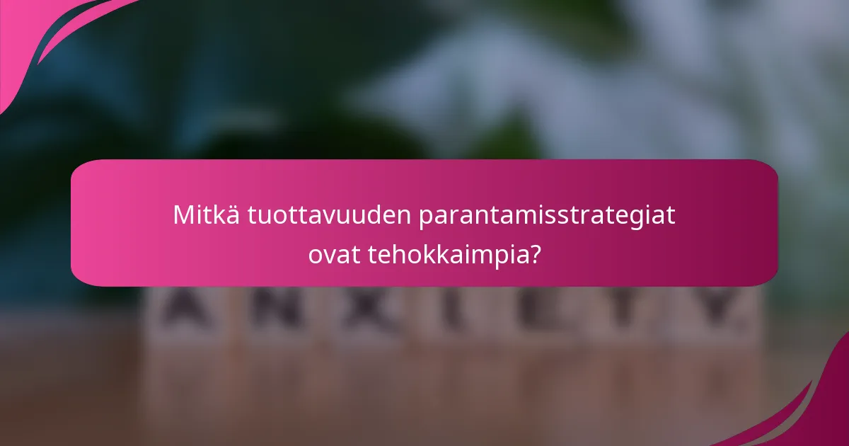 Mitkä tuottavuuden parantamisstrategiat ovat tehokkaimpia?